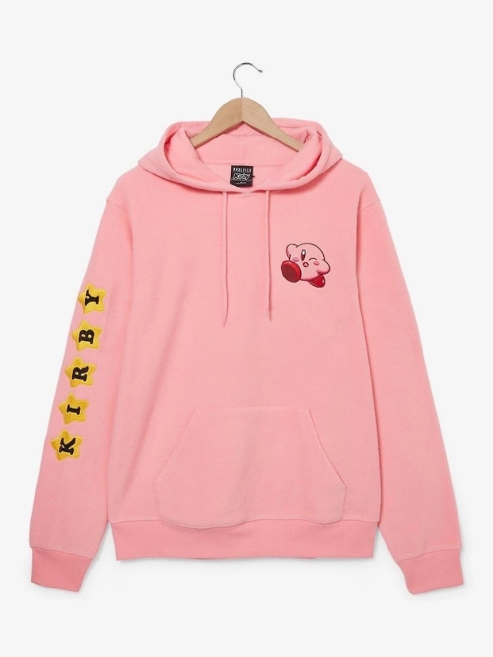 BOXLUNCH Kirby Bright Pink Sherpa Fleece Hoodie Embroidered Size XLarge